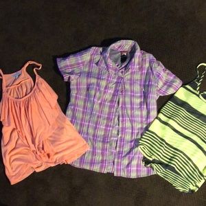 North face purple and green hiking shirt. Size medium